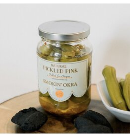 Pickled Pink Smoking Okra Pickles 16oz.