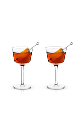 Viski Crystal Angled Nick & Nora Glasses set/2