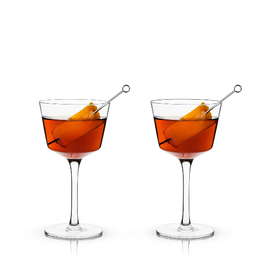 Viski Crystal Angled Nick & Nora Glasses set/2