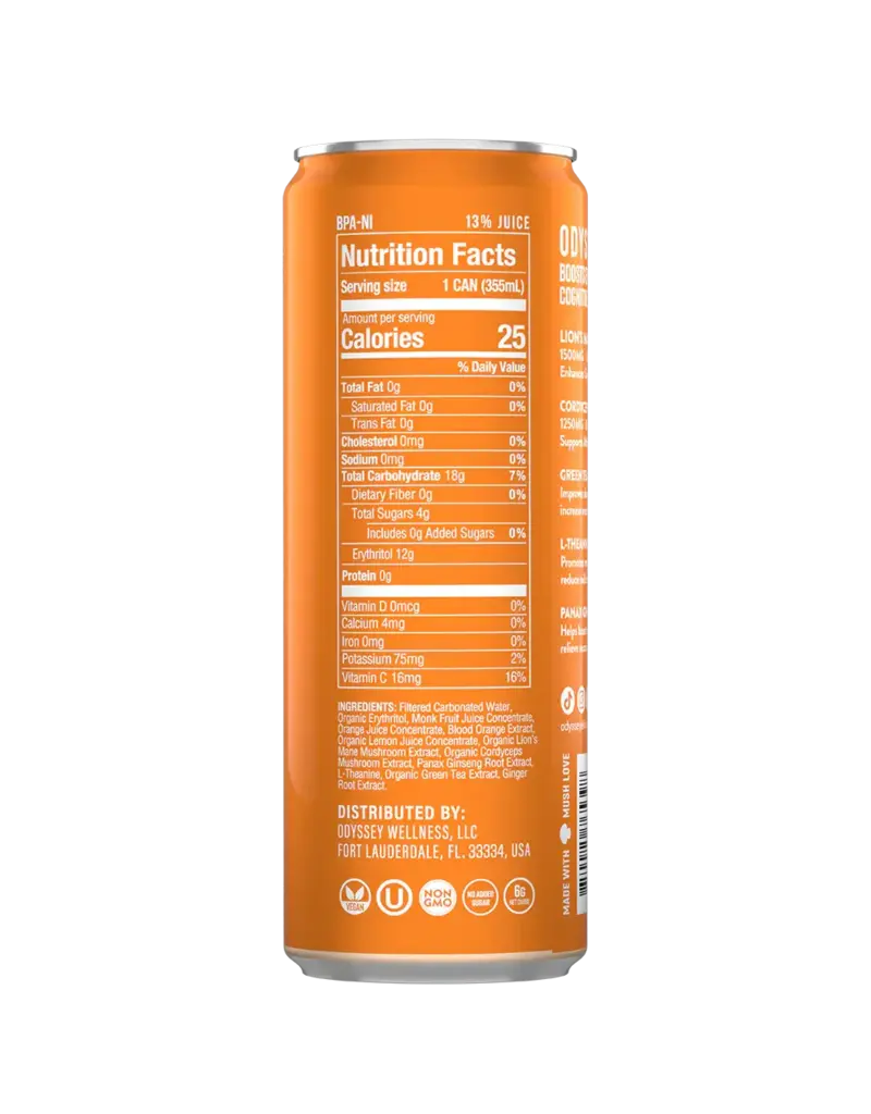Odyssey Elixir Focus + Energy Sparkling Orange 12oz