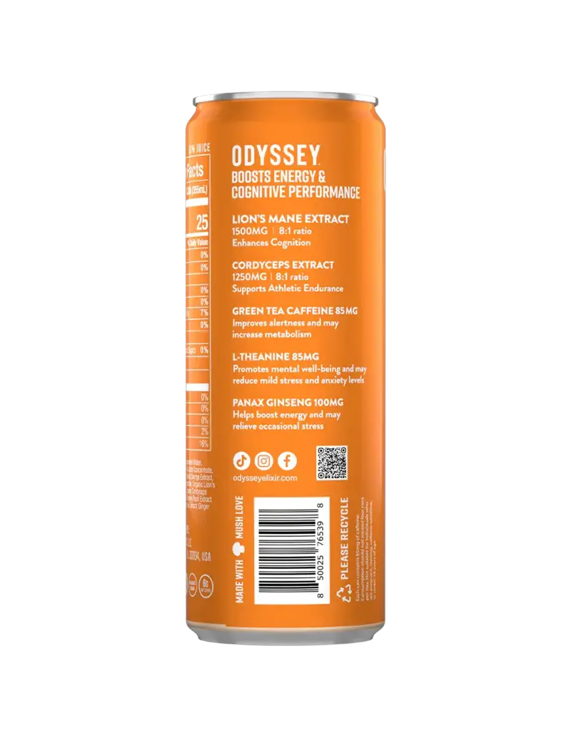 Odyssey Elixir Focus + Energy Sparkling Orange 12oz