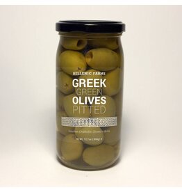 Hellenic Farms Greek Green Pitted Olives 12.7oz.