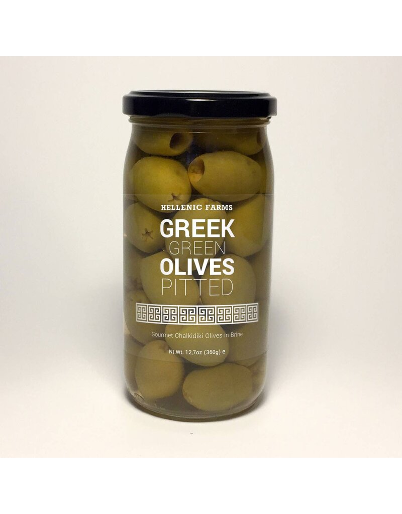 Hellenic Farms Greek Green Pitted Olives 12.7oz.