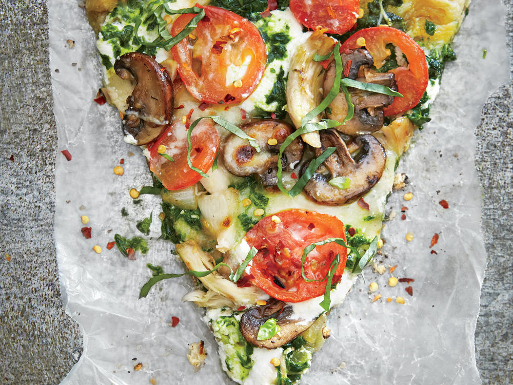 Its Pizza-Palooza! Grilled Pesto Pizza with Chicken, Mozzarella, and Ricotta