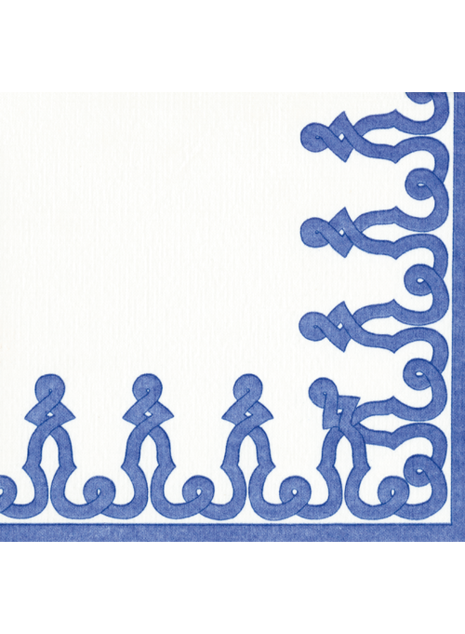 Dessin Passementerie Paper Linen Dinner Napkins in Riviera Blue - 12 Per Package