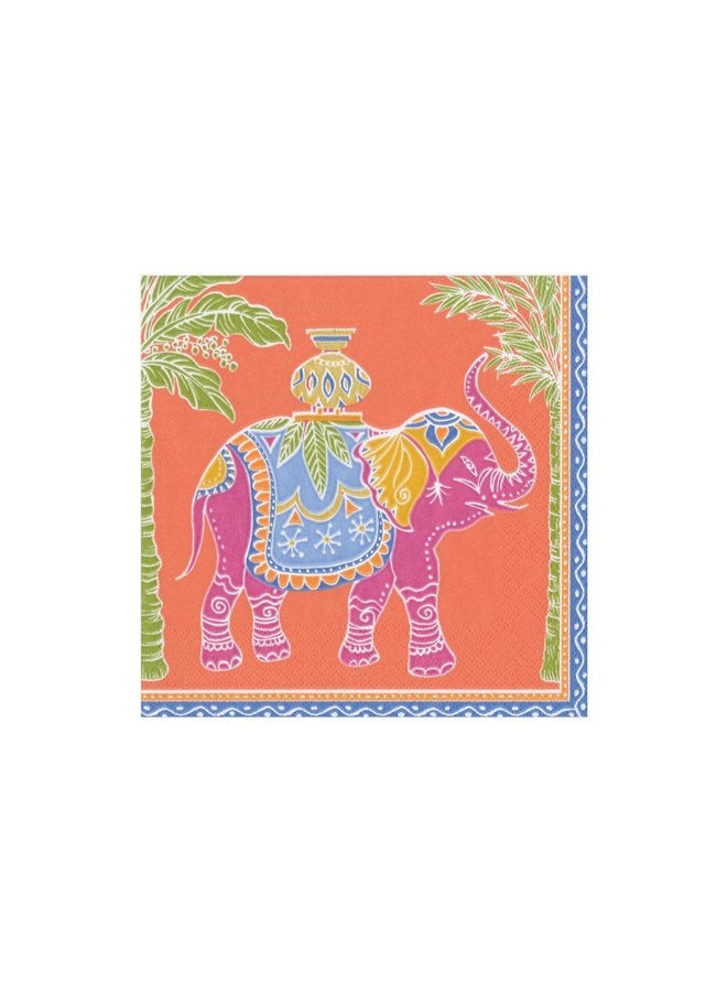 Royal Elephant Paper Cocktail Napkins in Orange - 20 Per Package