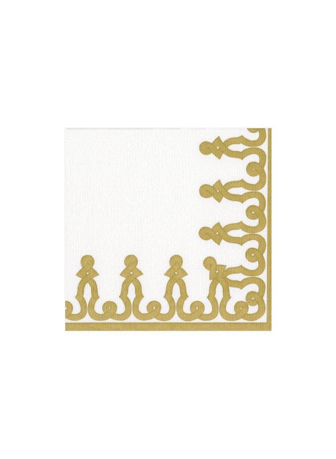 Dessin Passementerie Paper Linen Cocktail Napkins in Gold - 15 Per Package