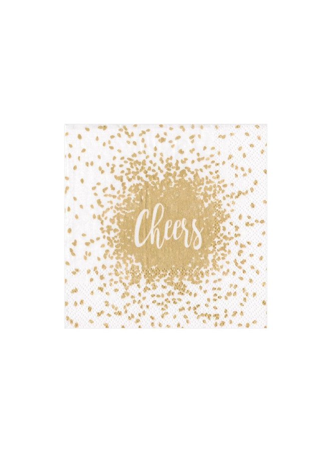 Cheers Paper Cocktail Napkins in Gold - 20 Per Package