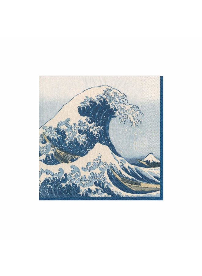 The Great Wave Paper Cocktail Napkins in Blue - 20 Per Package