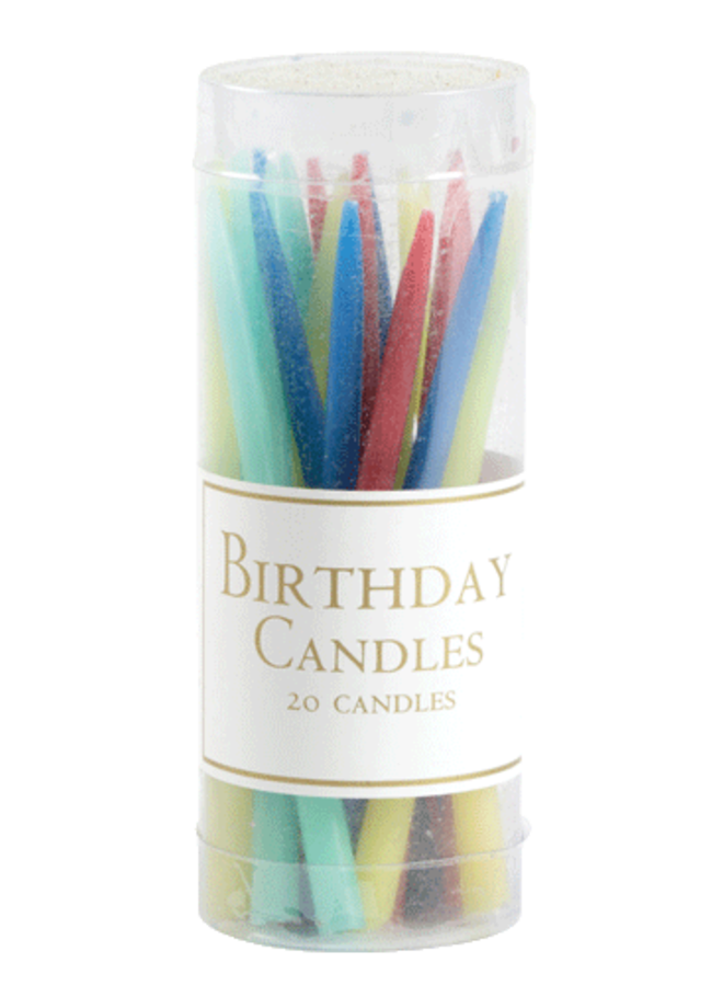 Birthday Candles in Bright Colors - 20 Candles Per Box