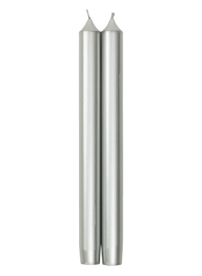 Straight Taper 10" Candles in Silver - 2 Candles Per Package