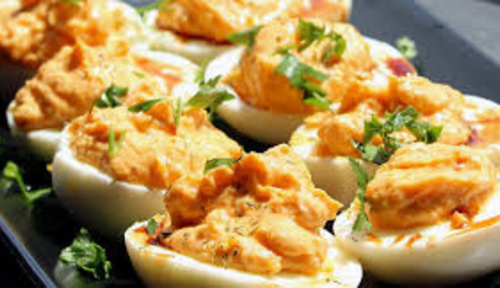 Rose Harissa Deviled Eggs