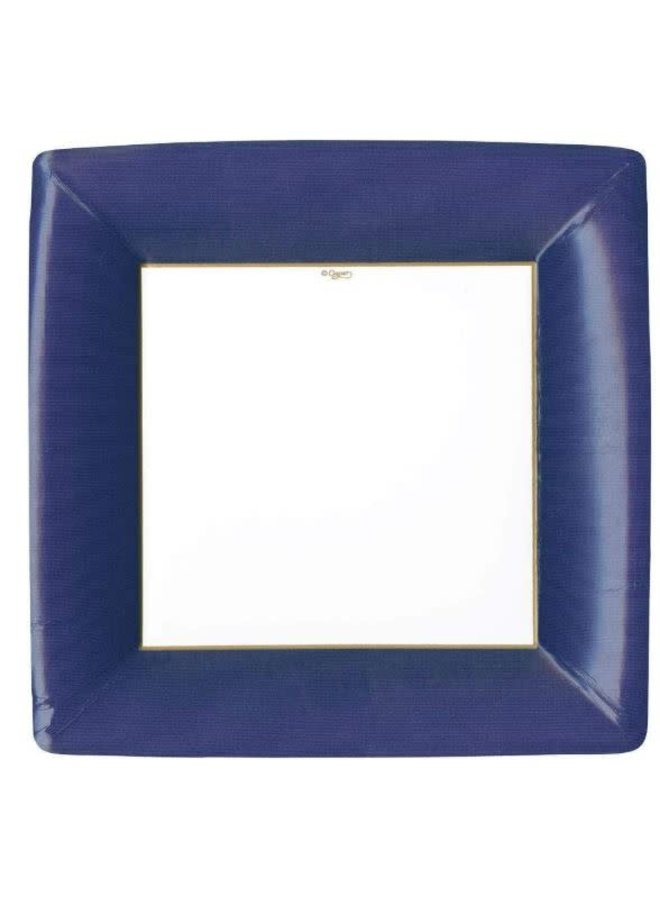 Grosgrain Border Paper Dinner Plates in Navy - 8 Per Package