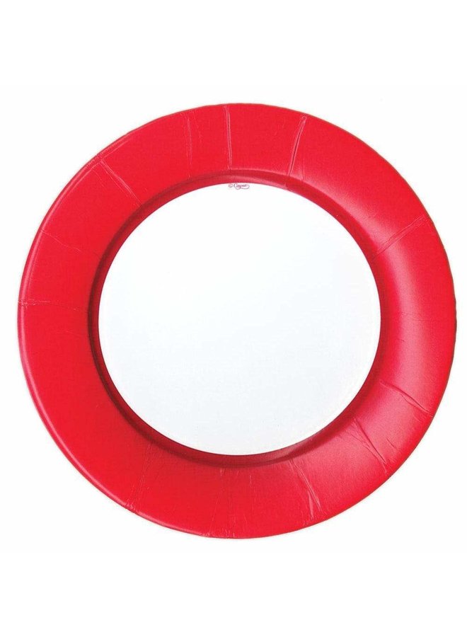 Linen Border Paper Dinner Plates in Red - 8 Per Package