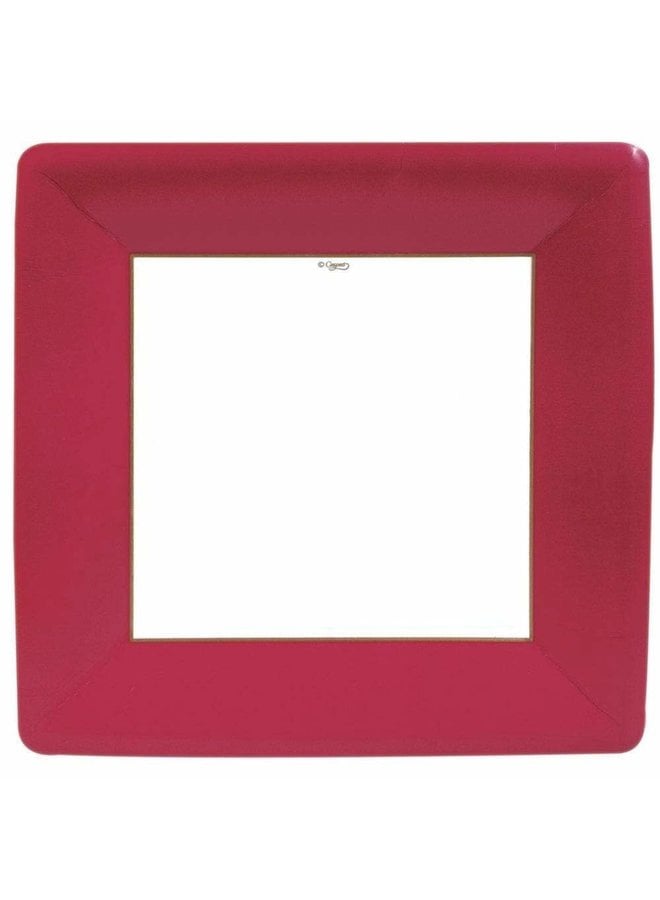 Grosgrain Square Paper Dinner Plates in Red - 8 Per Package