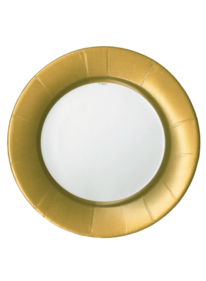 Linen Border Paper Dinner Plates in Gold - 8 Per Package