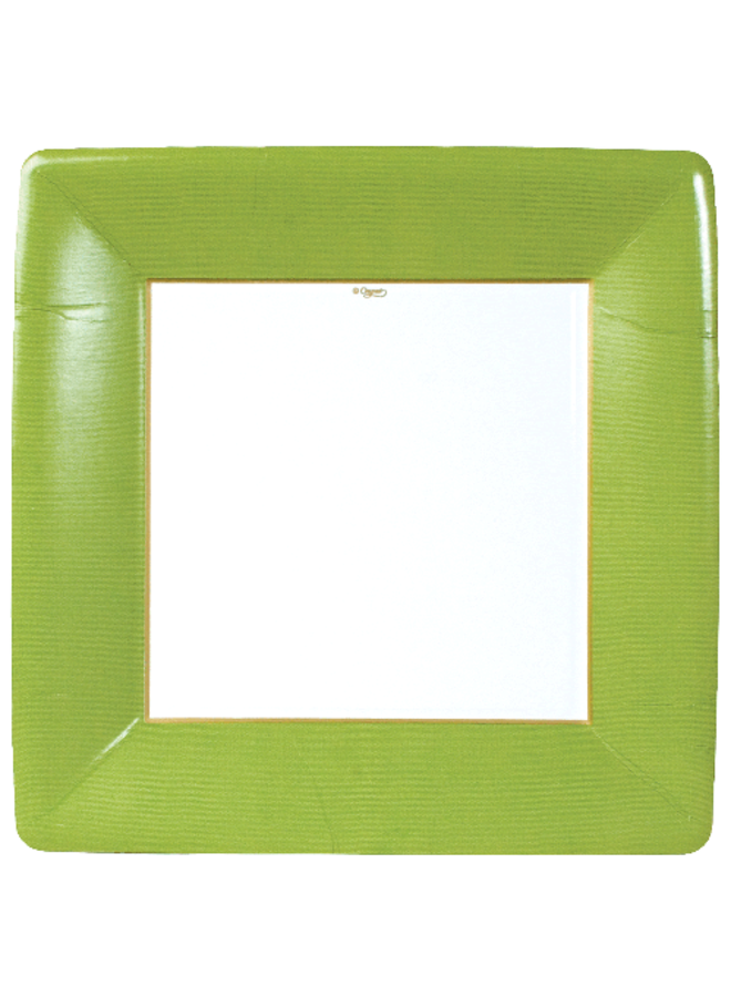 Grosgrain Square Paper Dinner Plates in Moss Green - 8 Per Package