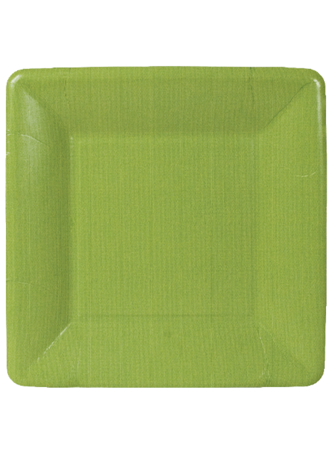Grosgrain Square Paper Salad & Dessert Plates in Moss Green - 8 Per Package