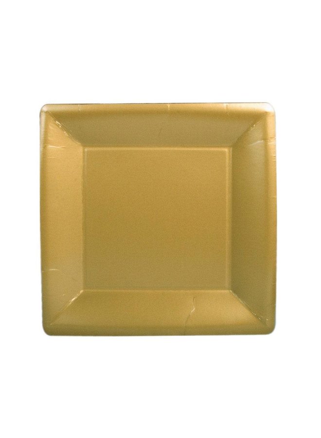 Solid Square Paper Salad & Dessert Plates in Gold - 8 Per Package
