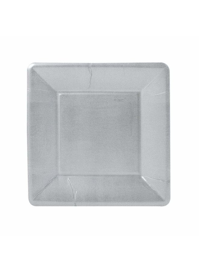 Silver Leaf Square Paper Salad & Dessert Plates - 8 Per Package