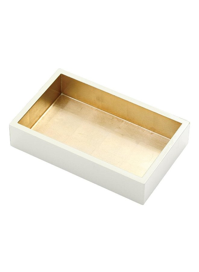 Lacquer Guest Towel Napkin Holder in Ivory & Gold