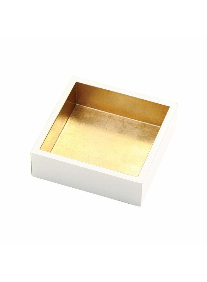Lacquer Cocktail Napkin Holder in Ivory & Gold - 1 Each