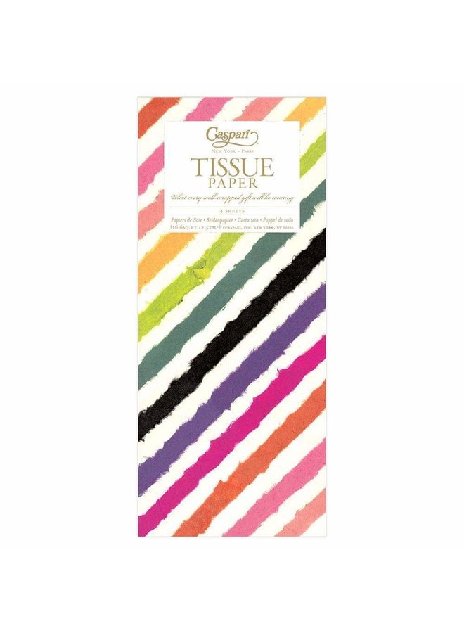 Rainbow Stripe Tissue Paper in Ivory - 4 Sheets Included