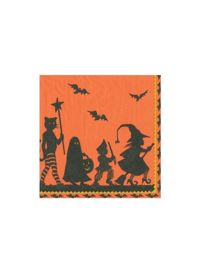 Halloween Parade Paper Cocktail Napkins in Ivory & Orange - 20 Per Package