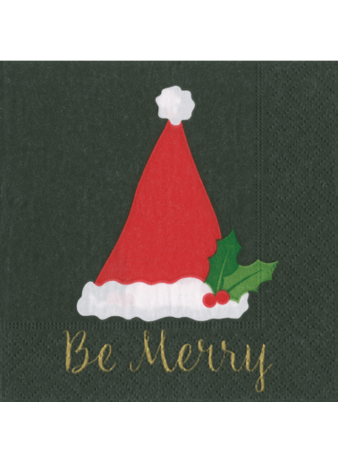 Be Merry Paper Cocktail Napkins in Black - 20 Per Package
