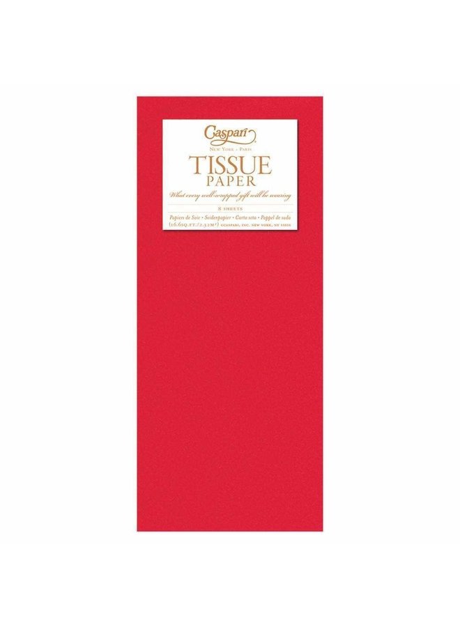 Solid Tissue Paper in Red - 8 Sheets Included
