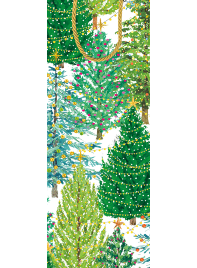 Christmas Trees With Lights Wine & Bottle Gift Bag - 1 Each