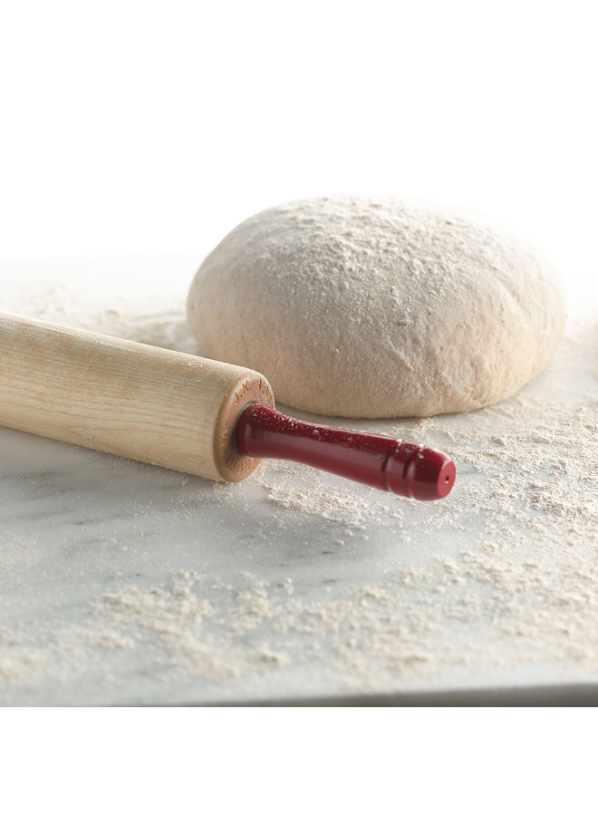Mini Wood Rolling Pin with Red Handles