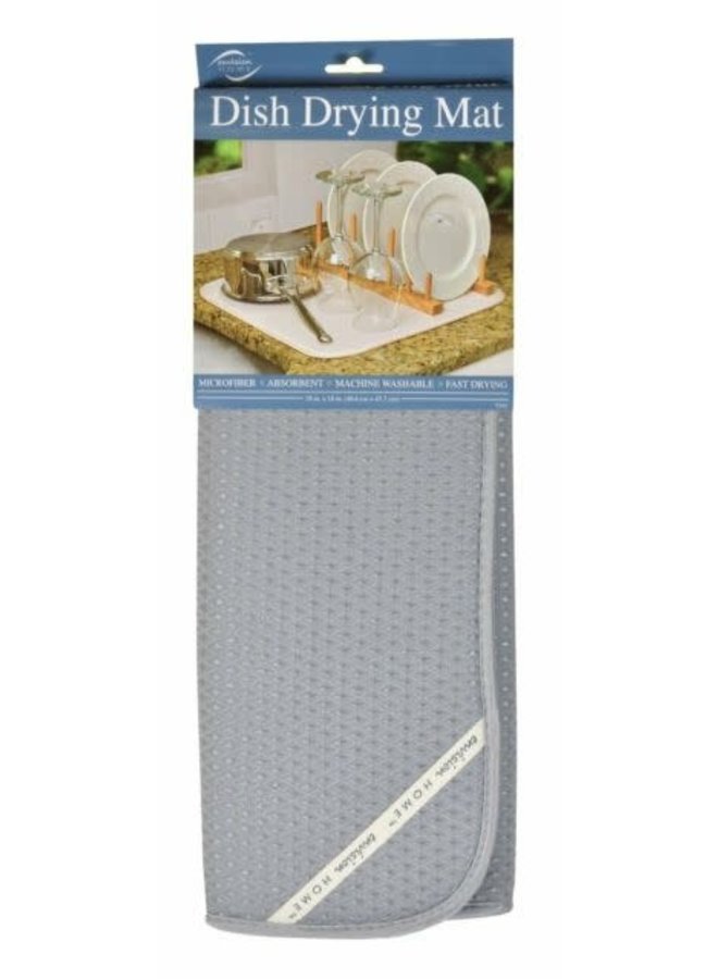 Envision Home Gray Dish Drying Mat 16"x18" Absorbent Microfiber Durable
