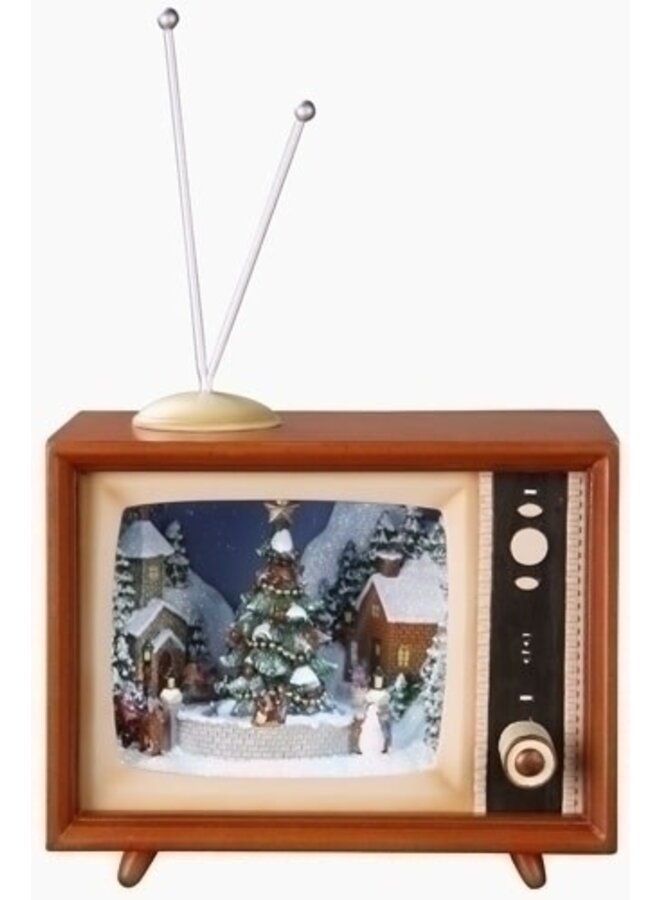 4.5"H LED Musical TV with Children on Sleds