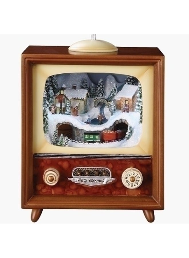 5.5”H LED Musical TV with Rotating Train in Tunnel