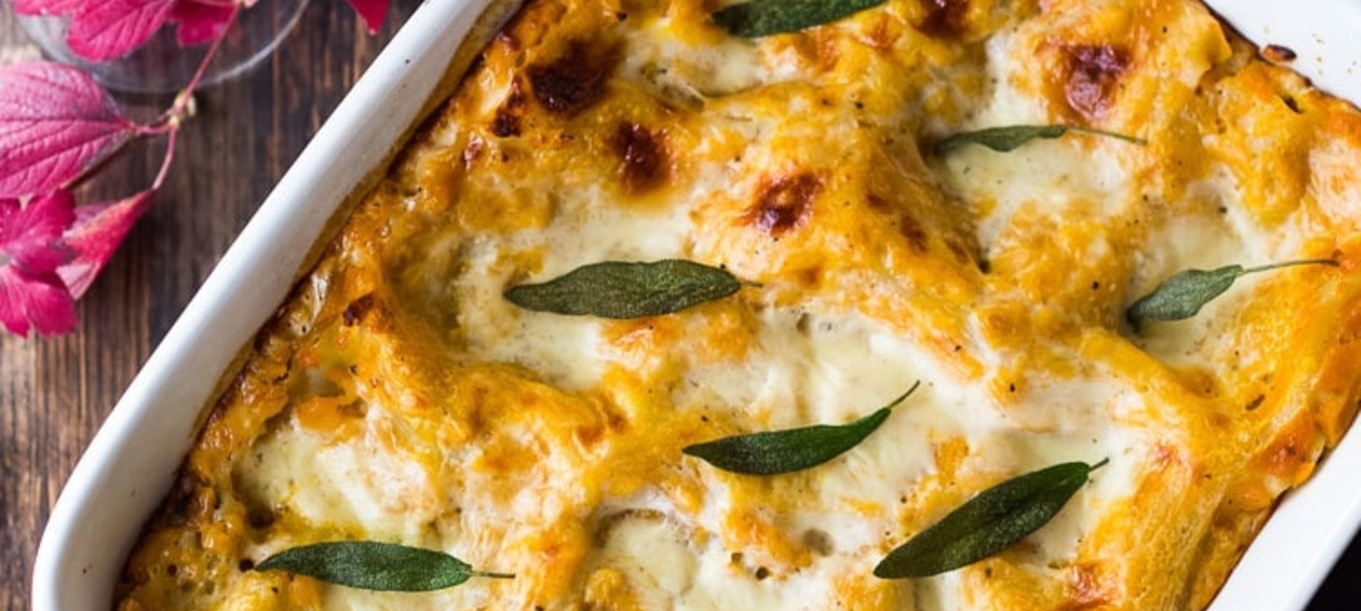 Butternut lasagna with mushrooms and sage