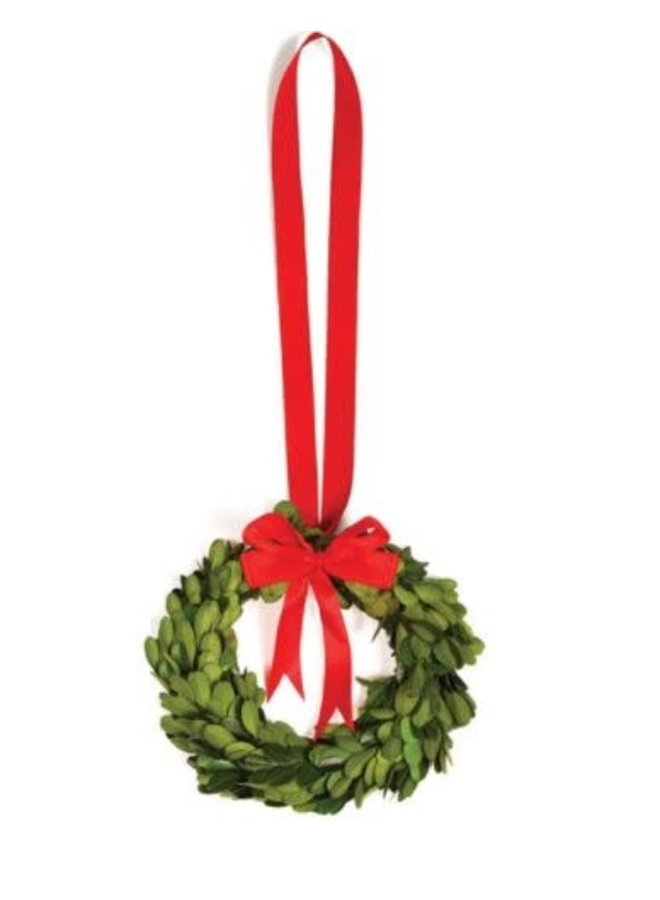 Boxwood Wreath with Red Ribbon