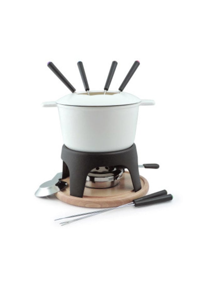 Sierra Cast Iron Fondue Set Matte White