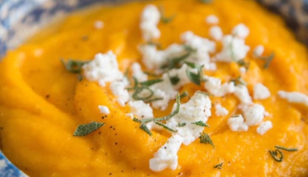 Roasted Butternut Squash Purée with Goat Cheese