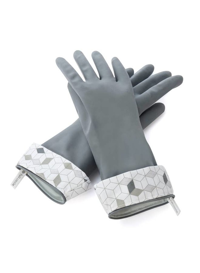 Splash Patrol Natural Latex Cleaning Gloves - Gray | Medium