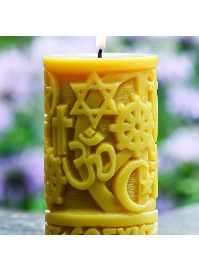 Beeswax Coexist in Peace Pillar Candle