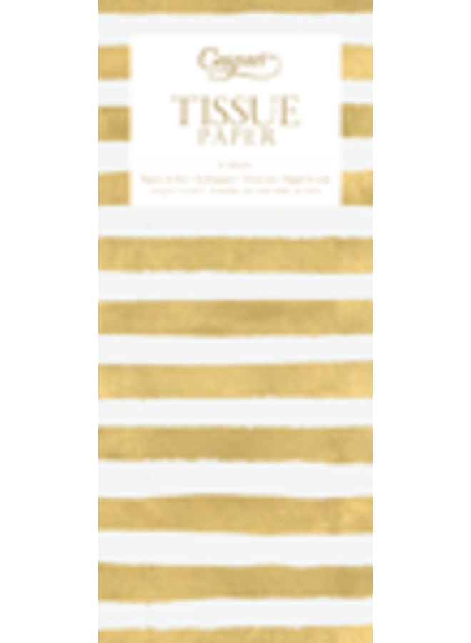 Painted Stripe Tissue Paper in Gold & White - 4 Sheets Included