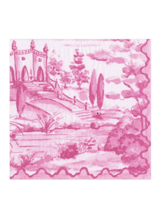 Tuscan Toile Paper Cocktail Napkins in Berry - 20 Per Package
