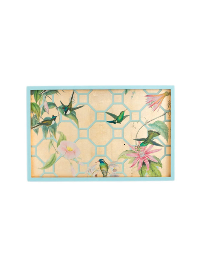Hummingbird Trellis Lacquer Vanity Tray in Gold - 1 Each