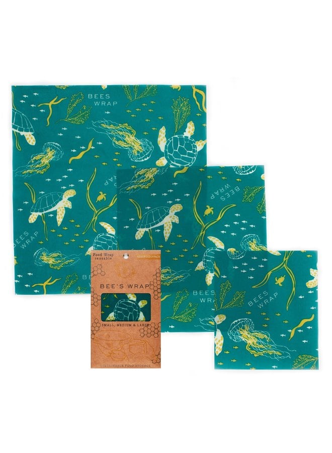 Assorted Sizes in Ocean Print - Pack of 3