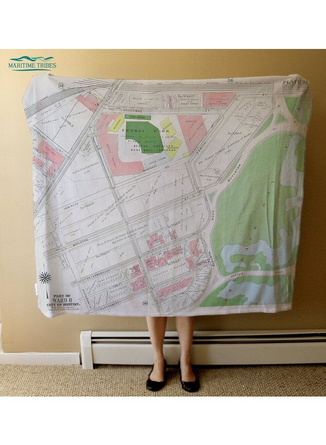 Fleece Blanket Vintage Map of Fenway Park