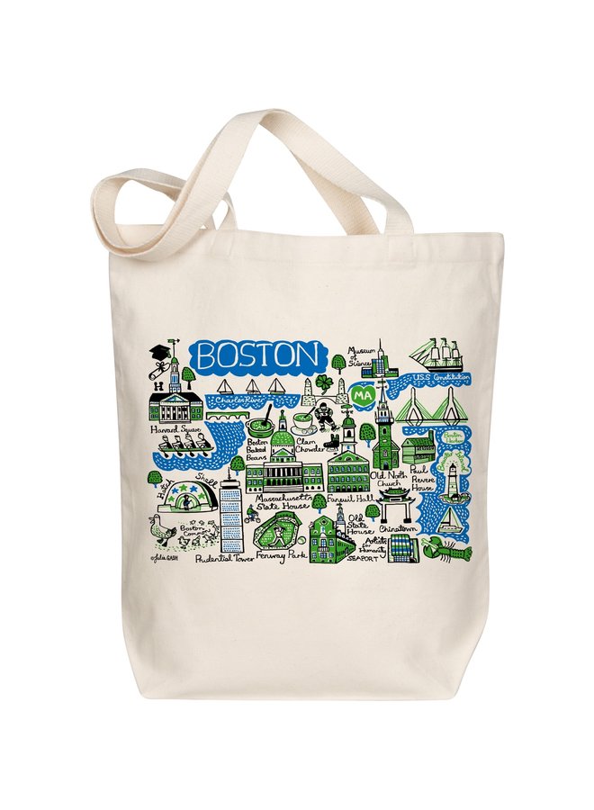 Boston Map Art Tote Blue Colors