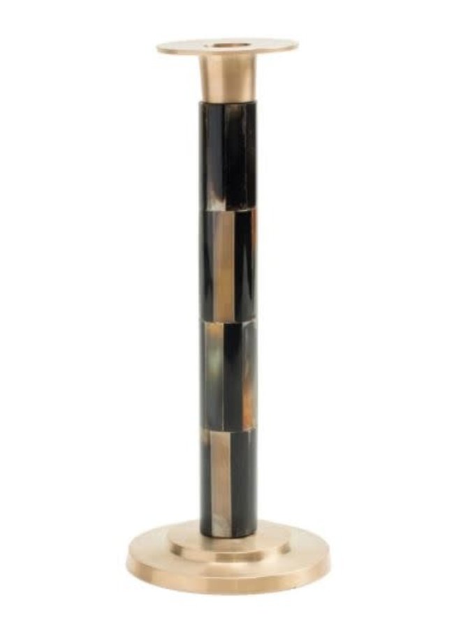 Large Bamboo Candlestick in Horn Multi 10" - 1 Each
