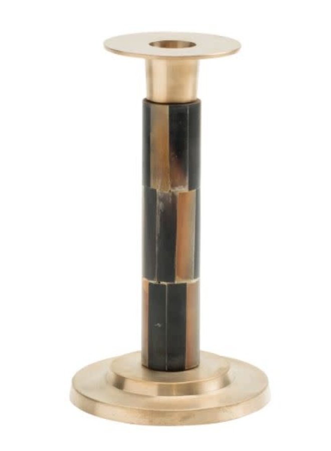 Small Bamboo Candlestick 7" in Horn Multi - 1 Each