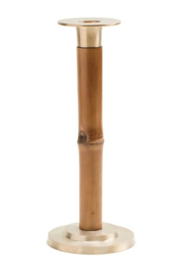 Large Bamboo Candlestick 10" in Light Brown - 1 Each